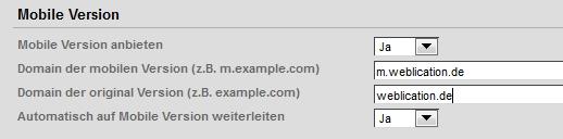 Mobile Darstellung konfigurieren
