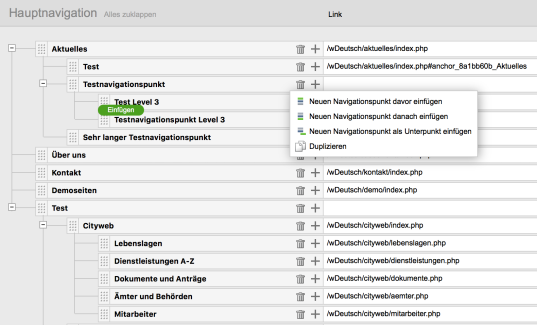 Neuer Navigationseditor