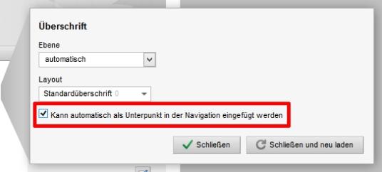 Navigationspunkte aus Überschrften generieren