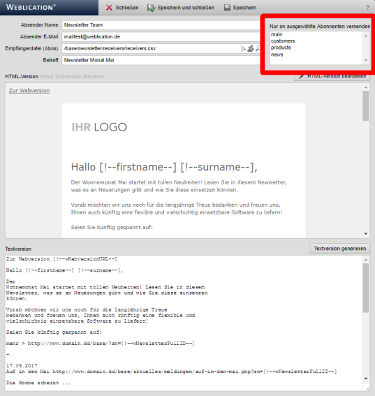 Newsletter Themen-Abo