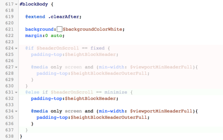 Nicht relevante Sass-Bedingungen werden im CSS Editor inaktiv dargestellt