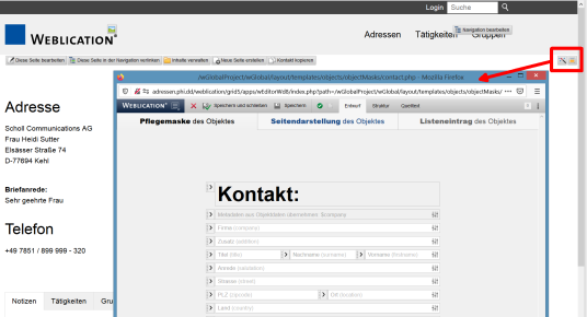 Datenstruktur, Eingabemasken und Anzeige