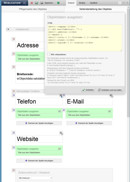 Anzeigen von Datensätzen definieren