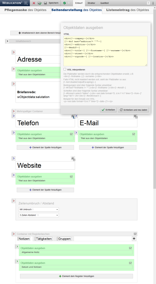 Anzeigen von Datensätzen definieren