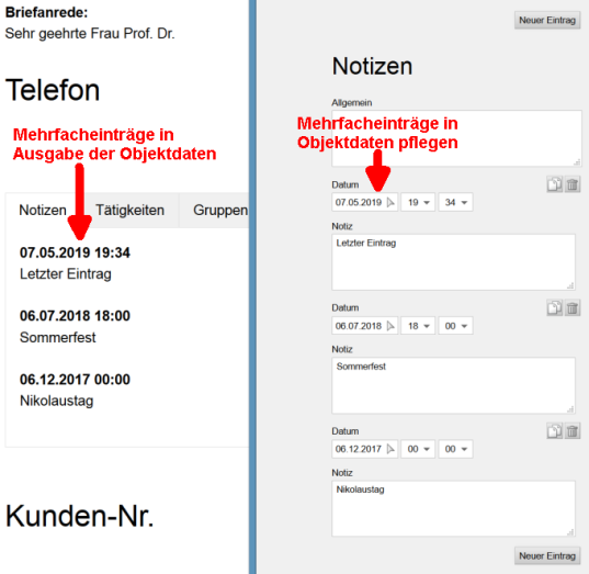 Mehrfacheinträge in Objektdaten
