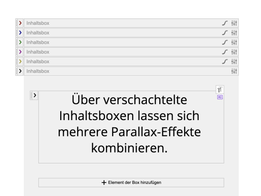 Parallax-Effekte über verschachtelte Container kombinieren
