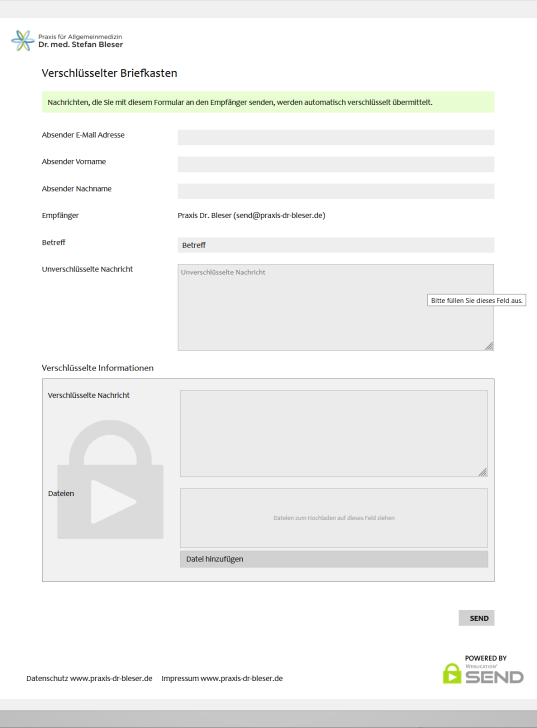 Weblication® SEND als „digitaler Praxis-Service für die Einrichtungen des Gesundheitswesens“