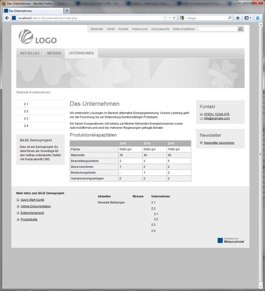 Beispiel Responsiv Webdesign: Große Auflösung