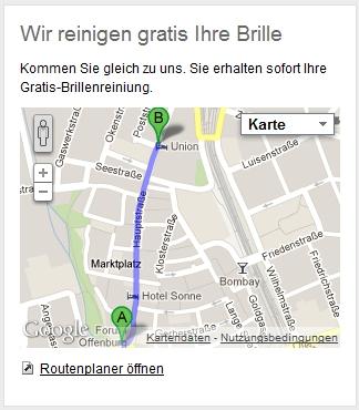 Route einblenden in Website