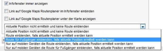 Route einblenden konfigurieren