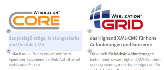 Schnellbearbeitung von Texten - Markierung Pflegebereich beim Überfahren