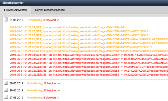Integrierte Web Application Firewall