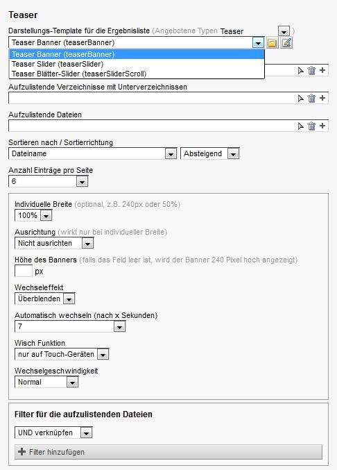 Slider konfigurieren