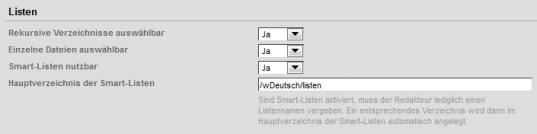 BASE-Projektkonfiguration: Smart-Listen nutzbar machen