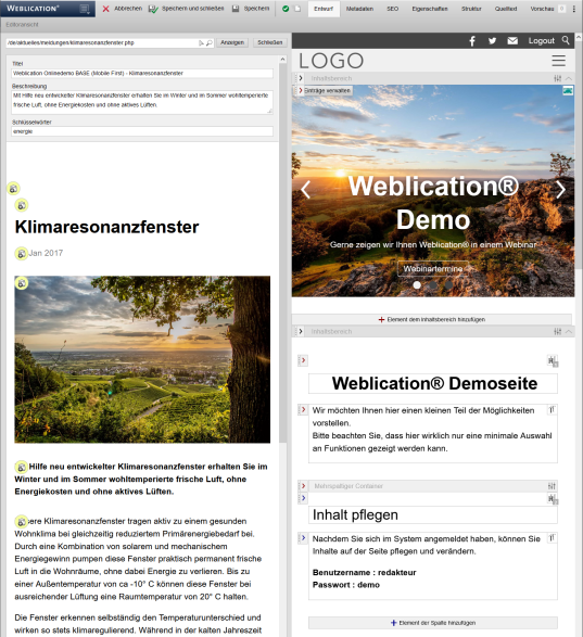 Templates und Weblics® in Weblication® per Mausklick updaten