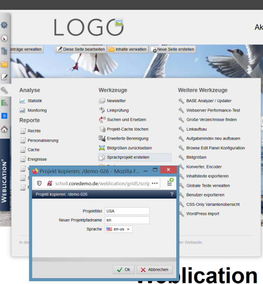 Sprachprojekt erstellen