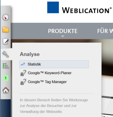 Statistik aufrufbar durch Redakteur