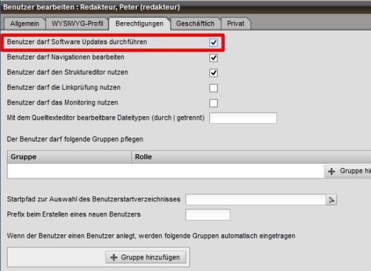 Updates per Mausklick für Redakteure