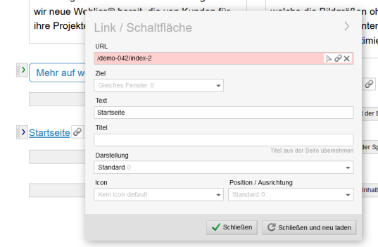 Link-Validierung in Link-Element