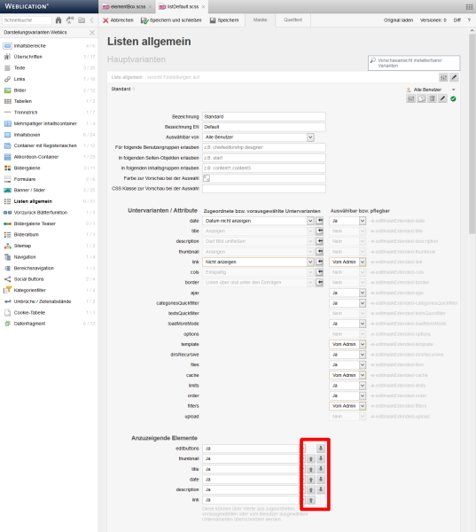 Darstellungsreihenfolge der Listen-Elemente festlegen