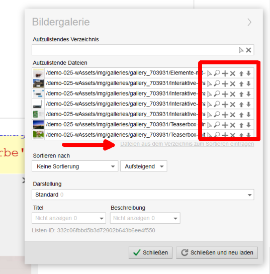 Bilder in Bildergalerien manuell sortieren