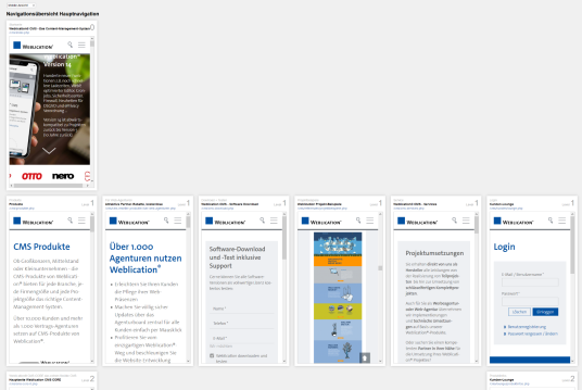 Navigationsübersicht mit Seitenvorschau