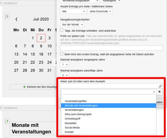 Auswahl von Ankern in Seiten