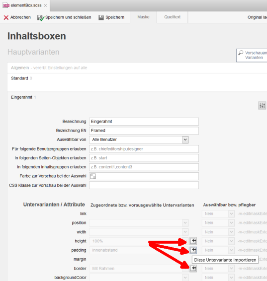 CSS-Only Untervarianten in Hauptvarianten importieren