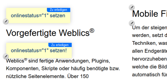 Version 16: Aufgaben in Elementen anzeigen in Inhaltsseiten