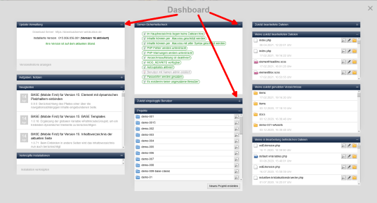 Version 16: Widgets im Dashboard lassen sich ein-/ausblenden