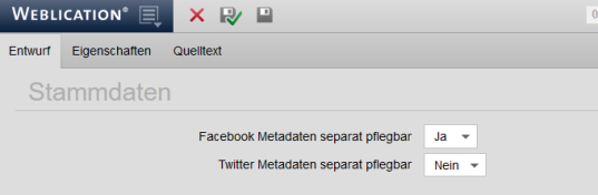 Version 16: In Projektkonfiguration Metadaten für Facebook und Twitter pflegbar machen