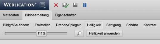 Bildeditor mit Einstellung Helligkeit, Sättigung, Schärfe, Kontrast