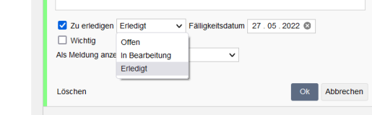 Aufgaben in Detailansicht als erledigt markieren