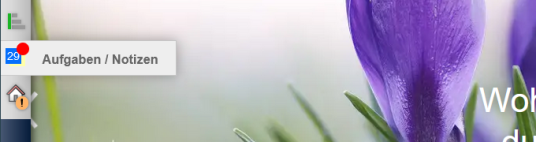 Neue Aufgaben über einen roten Punkt im Bedien-Panel sichtbar