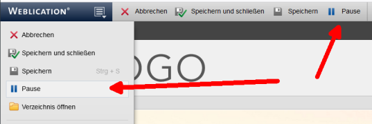 Version 17: Pause-Taste in oberer Menüleiste einblenden