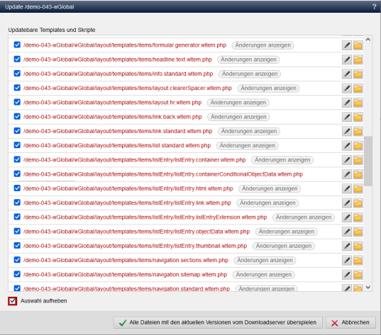 Version 17: Sammel-Update aller geänderten Templates