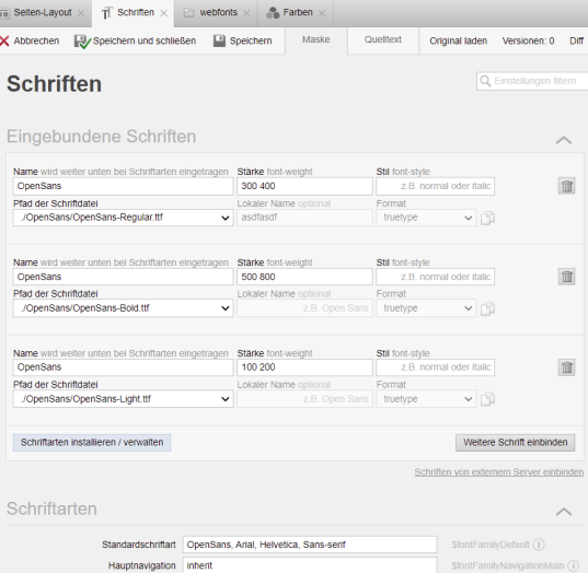 Acht beliebte Schriftarten per Klick installieren