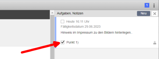 Notizen/Aufgaben: Checkboxen direkt in Bearbeitung anklicken
