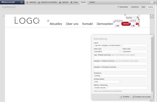 Einstellungen für die Darstellung über Maske definieren