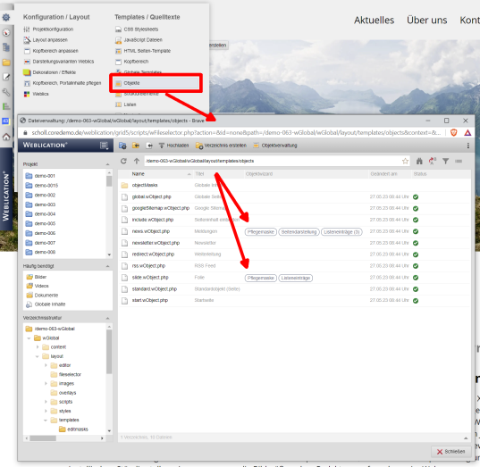 Objekt-Wizard: Verschiedene Reiter über Objektverwaltung direkt aufrufen