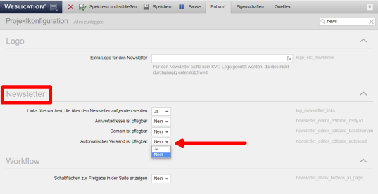 Werkzeuge: Abos für automatischen Versand sperren
