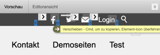 Vertikale Marker im Kopfbereich im Struktureditor