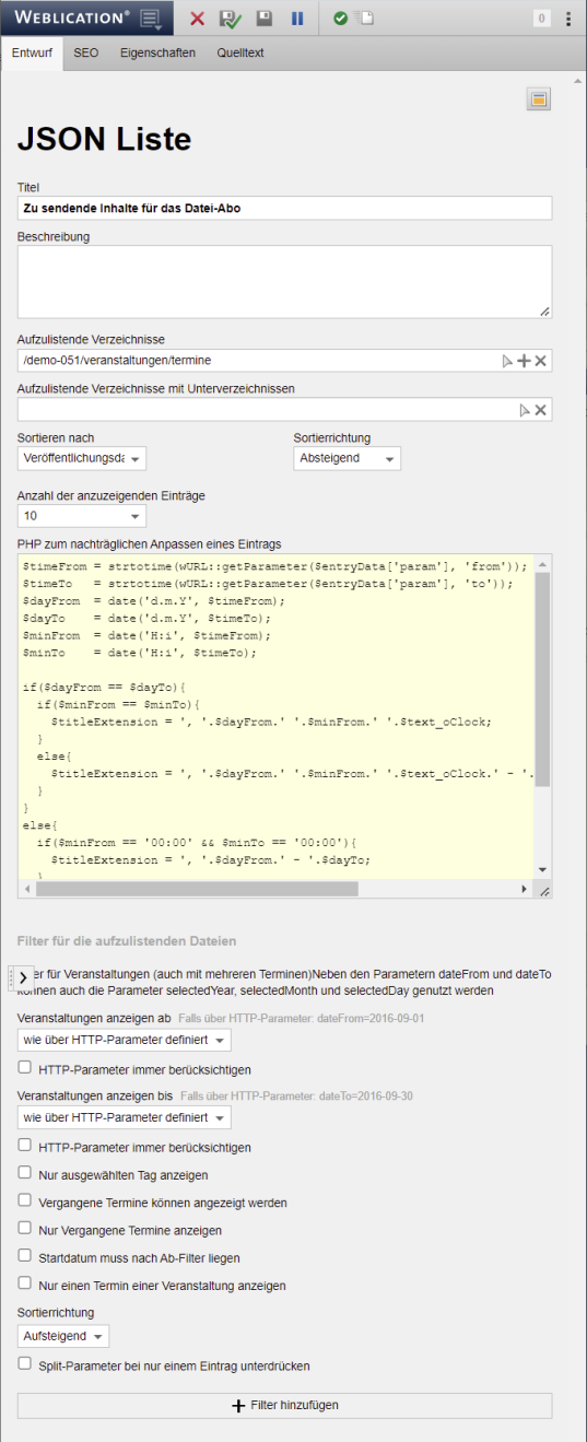 Abos ausgeben als JSON Liste