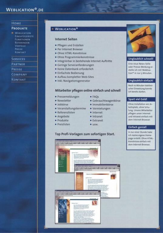 Das Weblication® Plakat zur Internet-World in Berlin im Jahr 2000