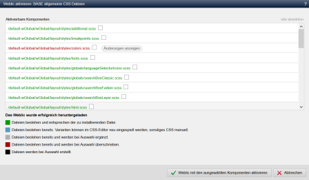 Neue Maske für die Installation Weblics