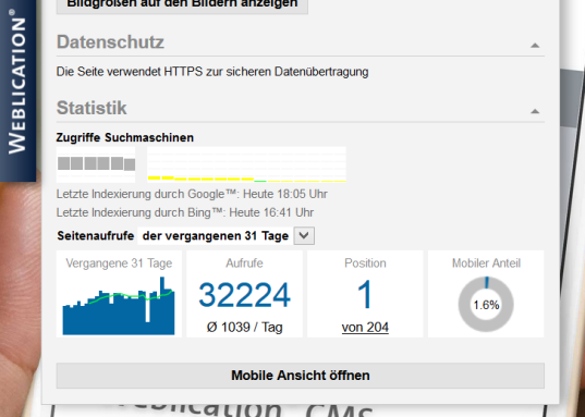 Seitenbasierte Abrufstatistik