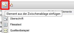 Inhalte aus der Zwischenablage in Seite einfügen