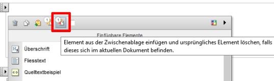 Element aus Zwischenablage einfügen und Ursprungselement in derselben Seite löschen