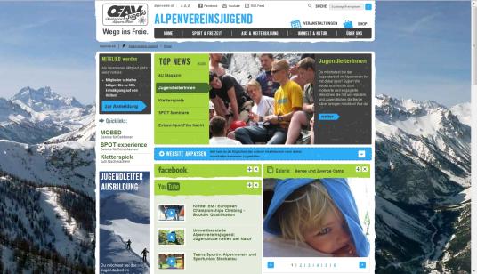 Website der Alpenvereinjugend in Österreich