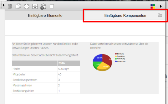 Komponenten aus Komplexen von Elementen
